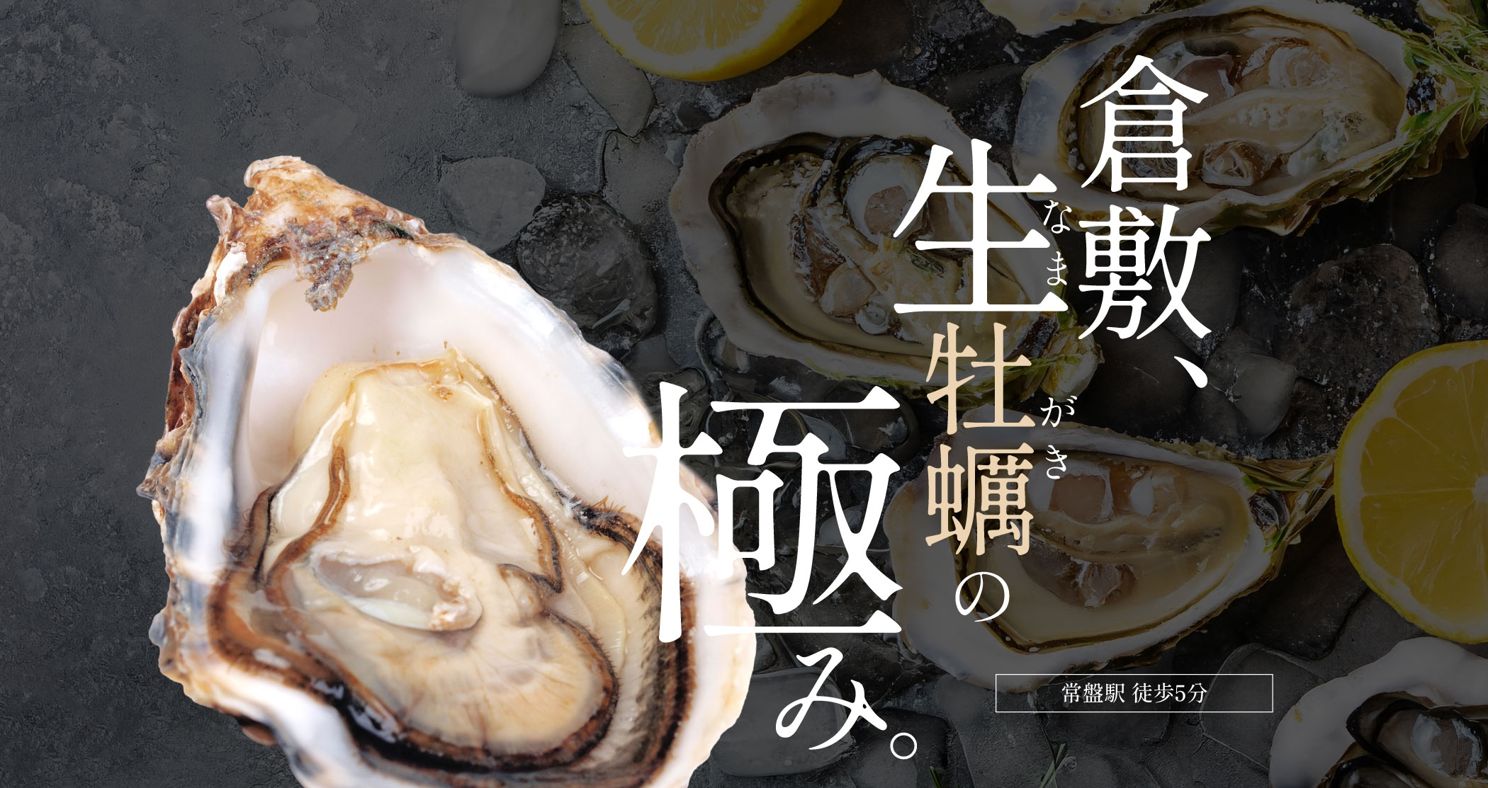 団体予約可の倉敷市の当店は、牡蠣を生食や浜焼きで1年中お召し上がりいただける居酒屋です。